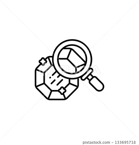Magnifying Glass with Diamond vector icon. Jewelry icon line style. perfect use for logo, presentation, website, and more. modern icon design outline style Magnifying Glass with Diamond vector icon. Jewelry icon line style. perfect use for logo, presentation, website, and more. modern icon design outline style 133695718