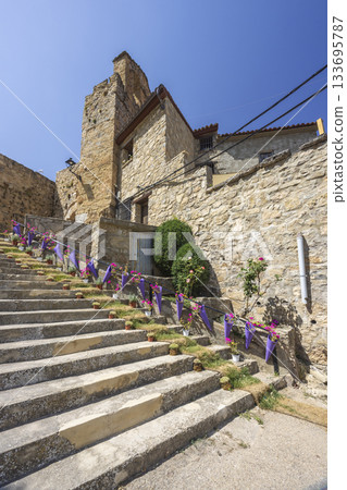 Canete village steps decorated for a local festival Canete village steps decorated for a local festival 133695787