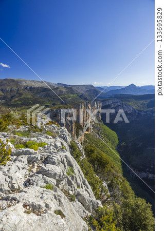Verdon Gorge canyon forming an impressive natural landscape Verdon Gorge canyon forming an impressive natural landscape 133695829