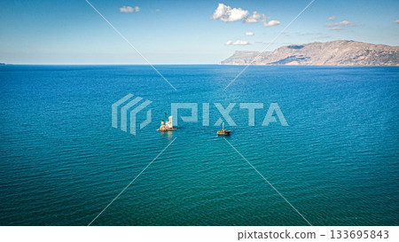 Manassa Rose Shipwreck. Crete. Greece. Aerial Shot. Take 133695843