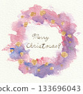 Watercolor Christmas wreath (pink ①) 133696043