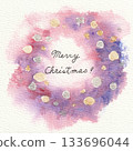 Watercolor Christmas wreath (pink ②) 133696044
