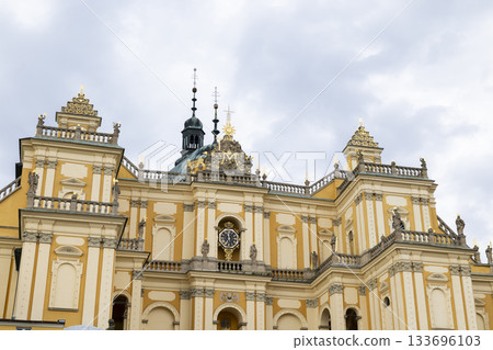 Radkow church of Saint Mary ornate facade and clock tower 133696103
