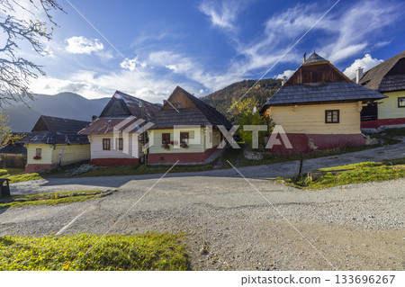 Vlkolinec traditional wooden houses in Vlkolinecvillage, Slovakia 133696267