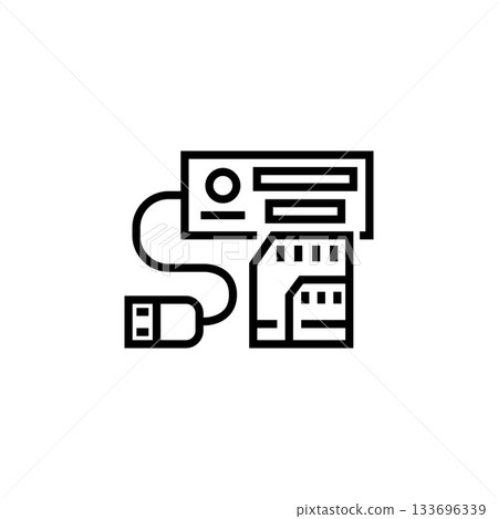 card reader vector icon. computer component icon outline style. perfect use for logo, presentation, website, and more. simple modern icon design line style card reader vector icon. computer component icon outline style. perfect use for logo, presentation, website, and more. simple modern icon design line style 133696339