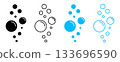 Air bubble icons in outline style. Floating foam, water droplets and carbonated fizz for laundry, beverages and fresh water visuals. 133696590