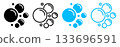 Air bubbles and foam icons with fizz effects, aquarium air bubbles and laundry foam elements in outline vector style. 133696591