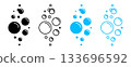 Foam, water and air bubble icons in vector outline design showing fizz effects, oxygen spheres and transparent liquid shapes. 133696592