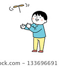 Illustration of a boy playing with bamboo Illustration of a boy playing with bamboo 133696691