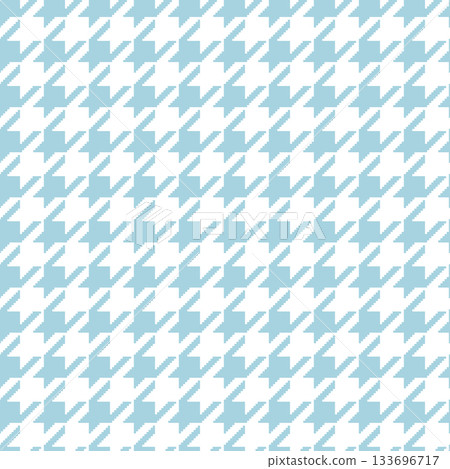 Geometric blue and white seamless pattern with pied-de-poule ornament. Monochrome graphic repeating design. Modern minimalist stylish squared background. Vector chequered motif for fabric, textile 133696717
