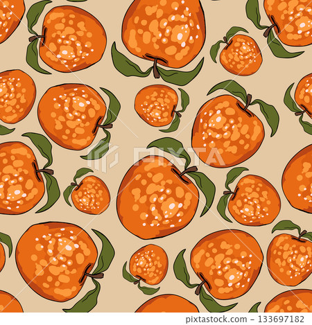 Seamless pattern with apple on color background. Natural delicious fresh ripe tasty fruit. Vector illustration for print, fabric, textile, banner, design. Stylized apples with leaves. Food concept Seamless pattern with apple on color background. Natural delicious fresh ripe tasty fruit. Vector illustration for print, fabric, textile, banner, design. Stylized apples with leaves. Food concept 133697182