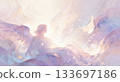 夢幻抽象的天使插畫，採用柔和的粉紅彩色調。 133697186