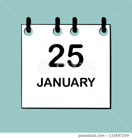 January 25. Daily Calendar icon for design. Simple design for business brochure, flyer, print media, advertisement. Easily editable 133697209