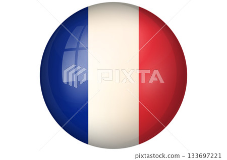 Flag of France. French national symbol in official colors. Template icon. Abstract vector background. Round glass light ball, 3D big bubble, sphere Flag of France. French national symbol in official colors. Template icon. Abstract vector background. Round glass light ball, 3D big bubble, sphere 133697221