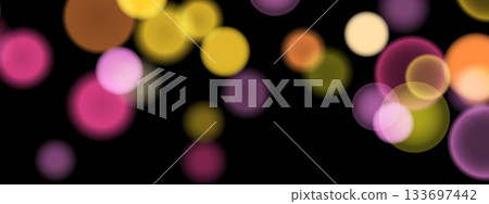 Abstract color shining bokeh isolated on transparent background. Lights and sparks glitter glowing effect. Lens flare Christmas or New Year holiday card 133697442