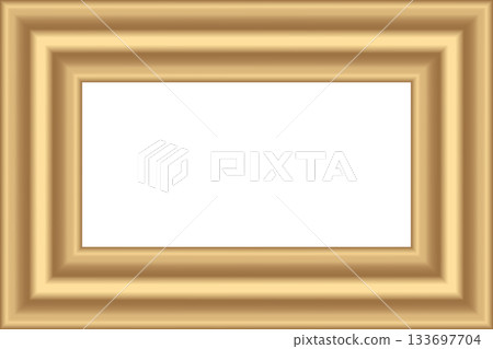 Squared golden vintage wooden frame for your design. Vintage cover. Place for text. Vintage antique gold beautiful rectangular frames. Template vector illustration 133697704
