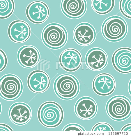 Seamless pattern with geometric aboriginal ornament. Ethnic tribal rounded color background. Afican, australian motiph. Dots painting. Vector illustration, template design for cloth, card, fabric 133697720