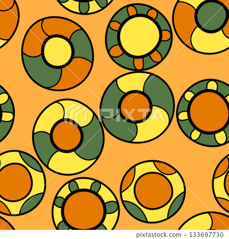 Seamless pattern with geometric aboriginal ornament. Ethnic tribal rounded color background. Afican, australian motiph. Dots painting. Vector illustration, template design for cloth, card, fabric Seamless pattern with geometric aboriginal ornament. Ethnic tribal rounded color background. Afican, australian motiph. Dots painting. Vector illustration, template design for cloth, card, fabric 133697730