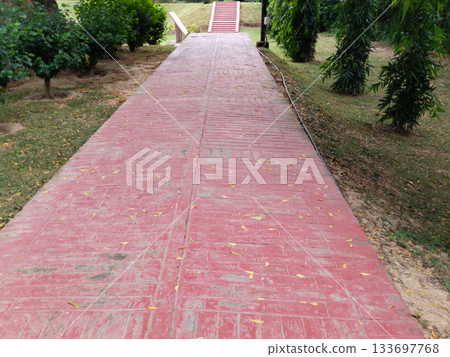 Red brick road or pathway at park Red brick road or pathway at park 133697768