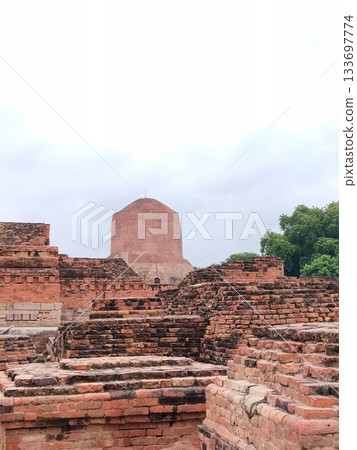 Dhamekh Stupa and ruins, Sarnath, Varanasi, India Dhamekh Stupa and ruins, Sarnath, Varanasi, India 133697774