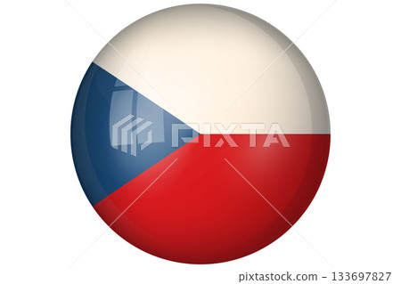 Flag of Czech Republic. Czech national symbol in official colors. Template icon. Abstract vector background. Round glass light ball, 3D big bubble, sphere 133697827