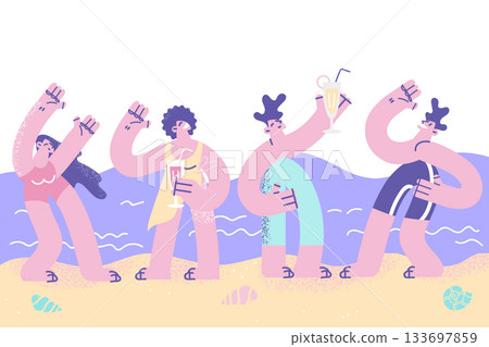 Having beach party during vacations concept 133697859