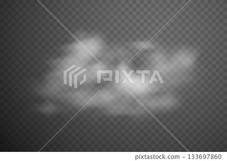 Smoke effect background. Realistic decorative fog in the air, vapor, creeping smoke puff. Layout of cloudy smog. Transparency vector illustration Smoke effect background. Realistic decorative fog in the air, vapor, creeping smoke puff. Layout of cloudy smog. Transparency vector illustration 133697860
