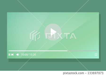 Template video player for web and mobile apps. Modern multimedia playback application. Audio player control panel, media music player 133697873