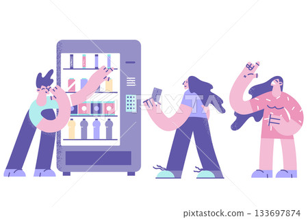 Buying food in grocery machine concept 133697874