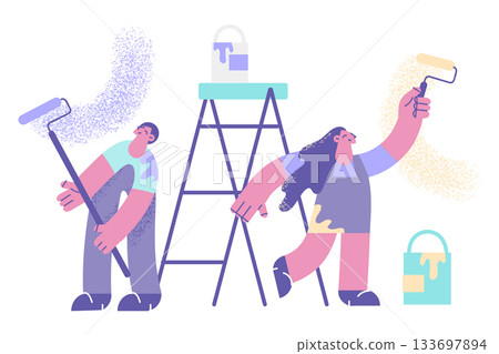 Making renovation in apartment concept. 133697894