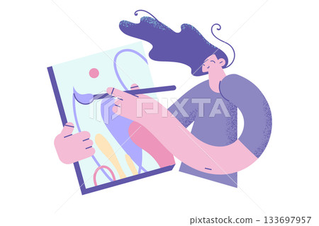 Painting, drawing and artwork concept Painting, drawing and artwork concept 133697957