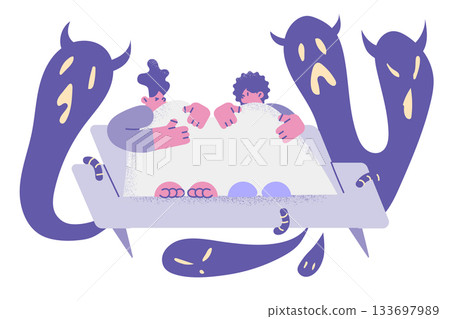 Children nightmares and feeling afraid concept Children nightmares and feeling afraid concept 133697989