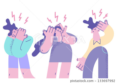 Loud sounds, irritation, shouting and screaming concept 133697992