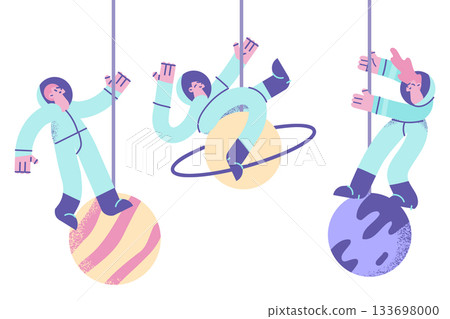Astronauts and spacemen during work concept 133698000