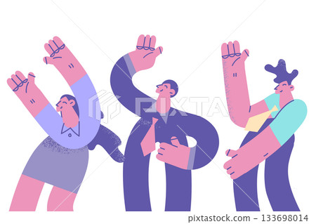 Teamwork celebrating success together concept Teamwork celebrating success together concept 133698014