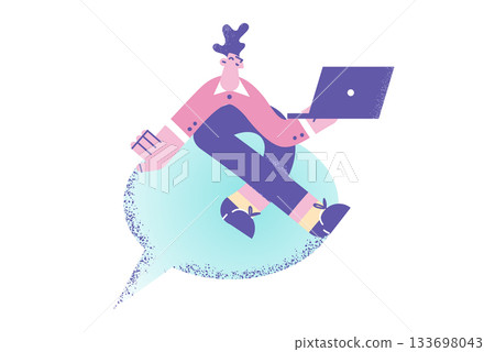 Online work and technologies concept. Online work and technologies concept. 133698043