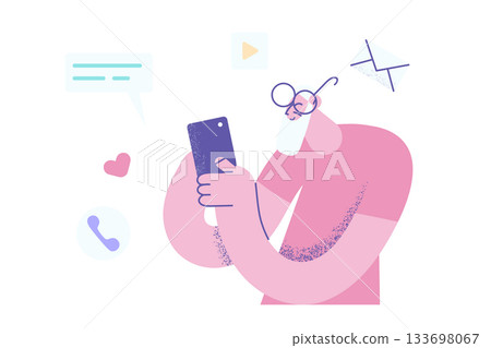 Online communication and elderly people concept 133698067