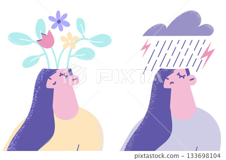 Having different opposite moods concept. Having different opposite moods concept. 133698104