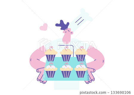 Professional baker with foods concept. 133698106