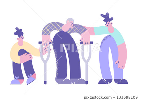Helping elderly disabled people concept Helping elderly disabled people concept 133698109