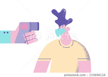 Measuring body temperature during pandemic concept 133698110