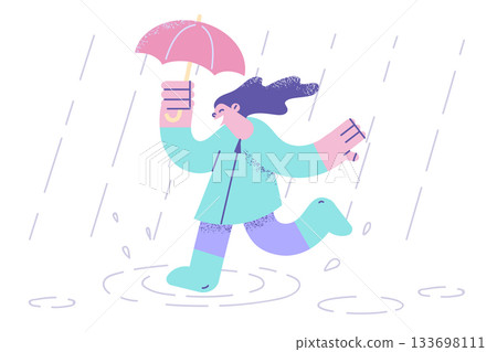 Enjoying fall and autumn weather concept 133698111