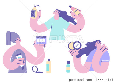 Female using natural cosmetics concept Female using natural cosmetics concept 133698151