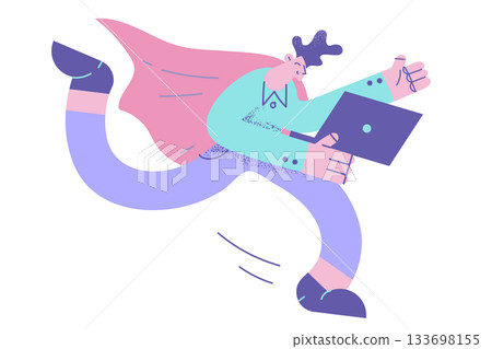 Businessman superhero and distant work concept 133698155