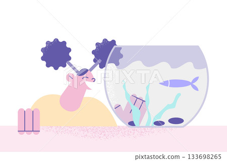 Enjoying home pets life concept 133698265