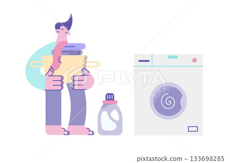 Laundry service and housework concept 133698285