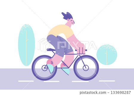 Riding on bicycle and summer activities concept 133698287