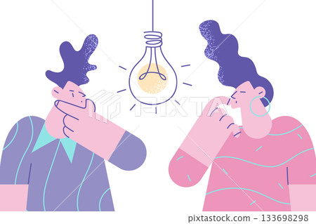 Having doubts and creative ideas concept Having doubts and creative ideas concept 133698298