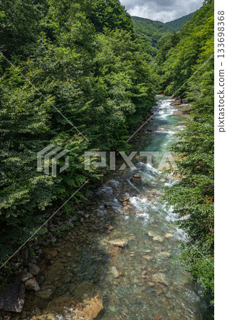 流經中之條町萬澤森林公路的白鷺川清澈河水，以及夏日山谷的迷人景色。 133698368