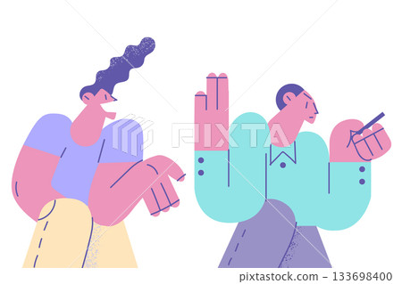 Phone addiction and facial emotions concept 133698400